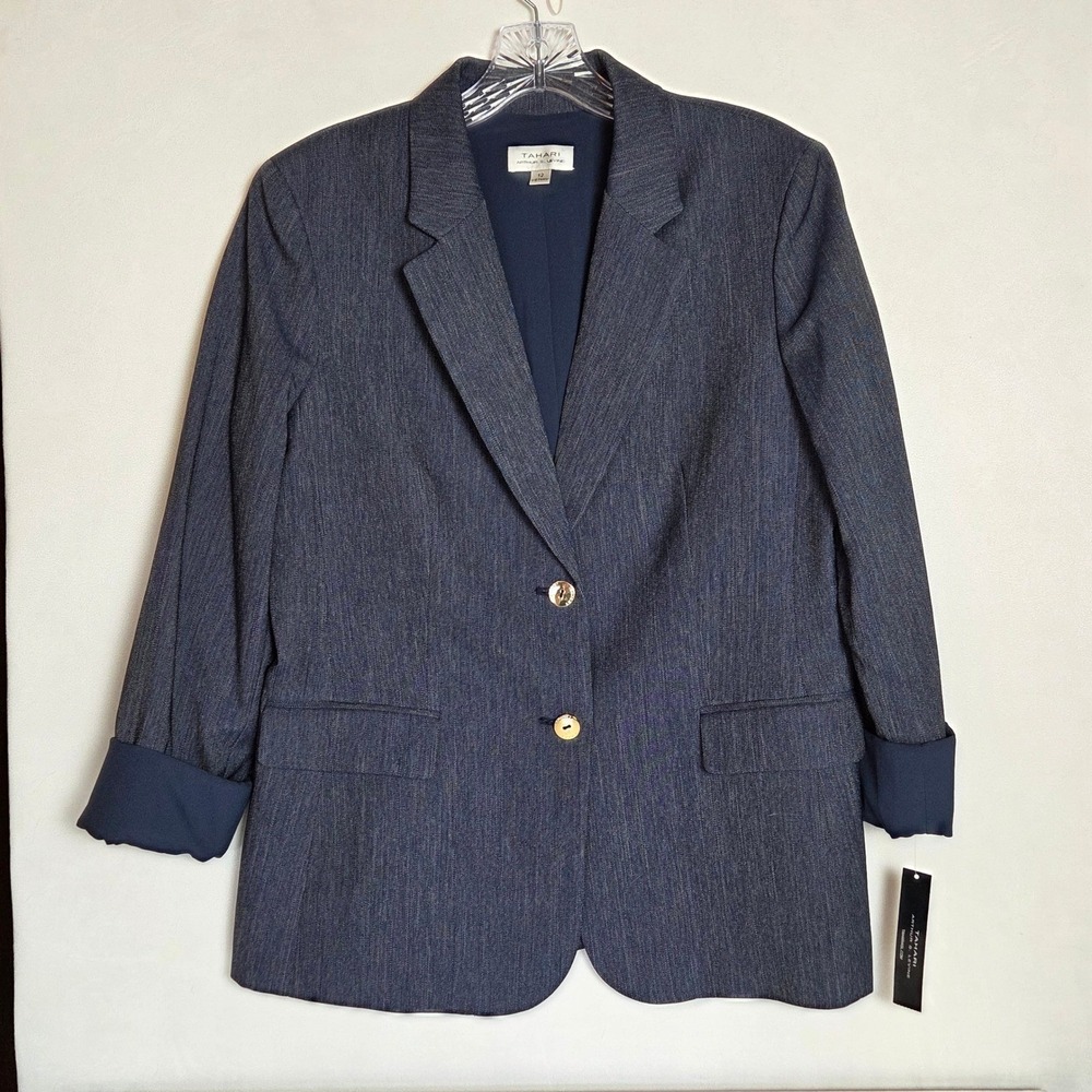 Tahari Arthur S Levine Blue Mystery Denim Blazer Jacket 15TSMU9WJ153408 NWT 12
